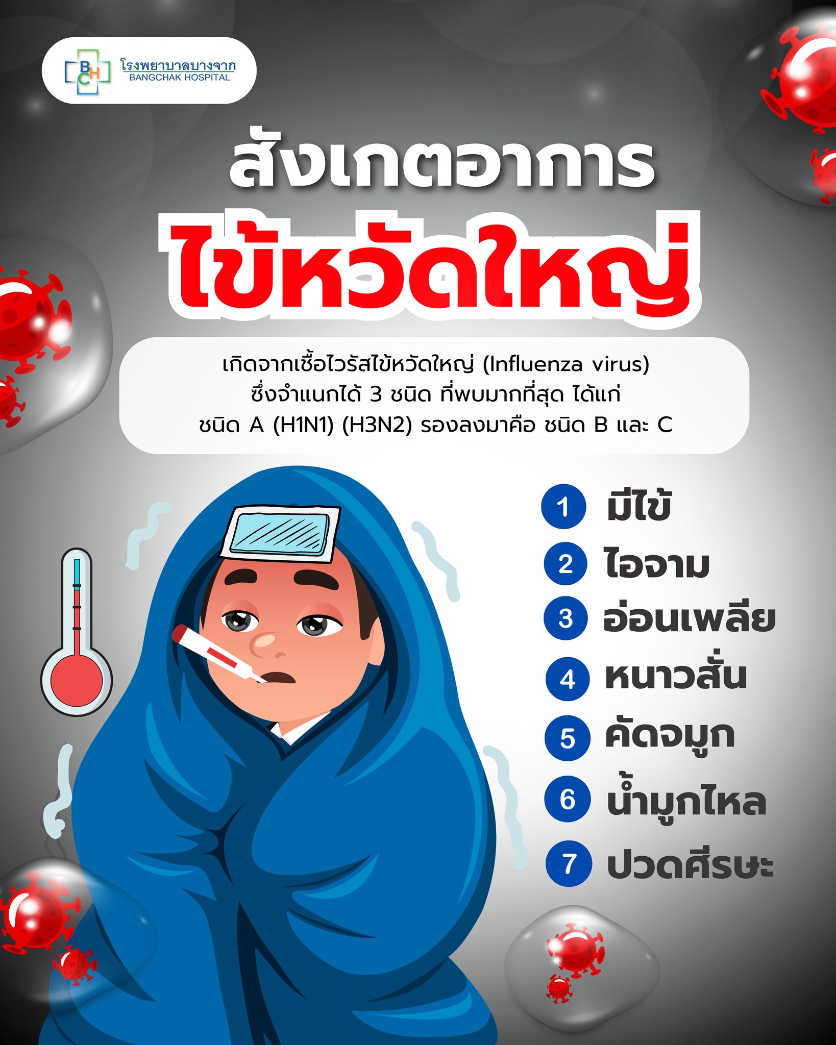 สังเกตอาการ ไข้หวัดใหญ่ ‼🤧